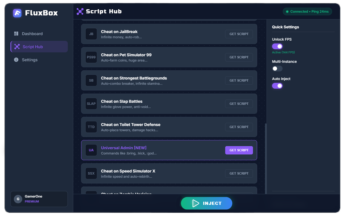 FluxBlox Interface Screenshot